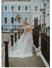 Spaghetti Straps Ivory Lace Tulle Blush Lining Romantic Wedding Dress